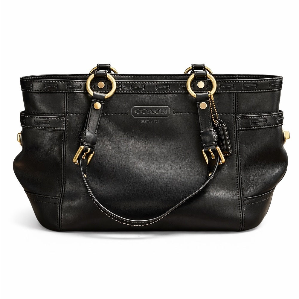 Vintage Y2K Coach Black Patent Leather Lace Straps Hobo Bag